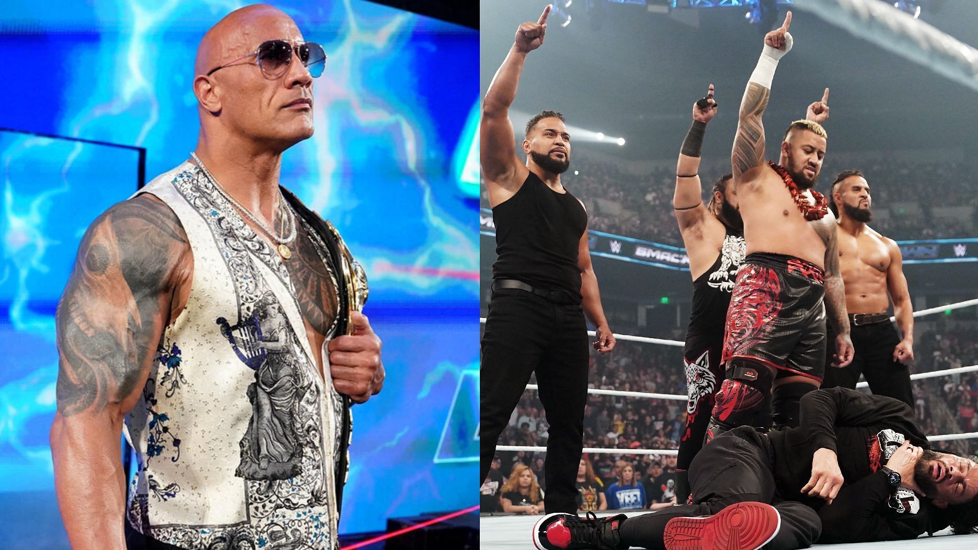 The Rock (left) and The Bloodline (Picture Courtesy: WWE.com)