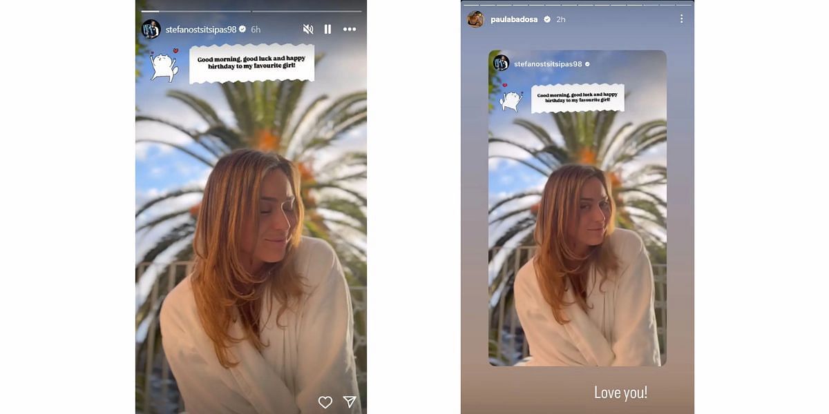 Stefanos Tsitsipas and Paula Badosa's Instagram stories/@stefanostsitsipas98; @paulabadosa