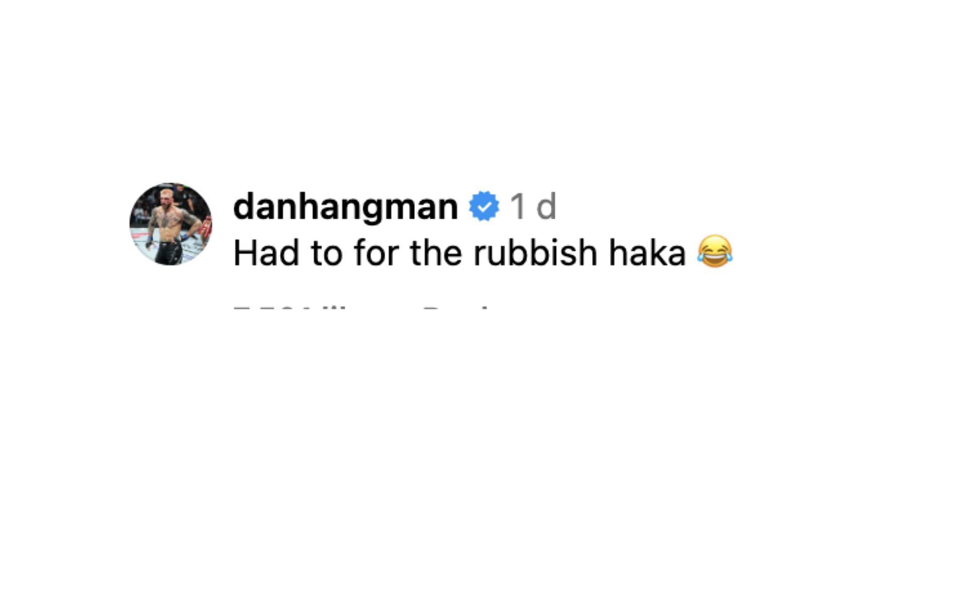 Dan Hooker&#039;s comment