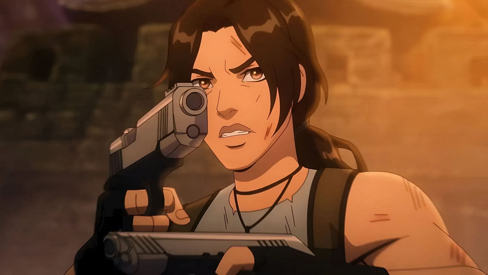 Lara Croft as seen in the anime (Image via Netflix)