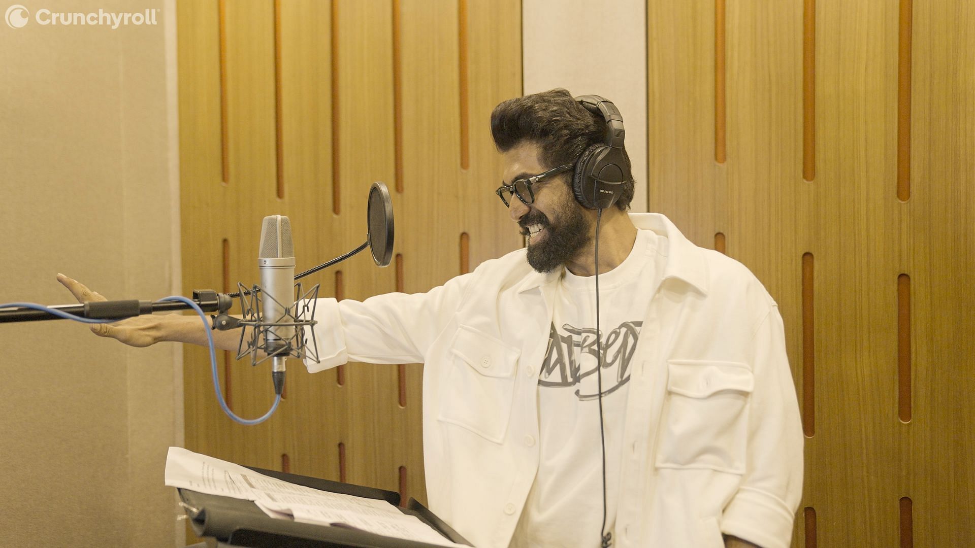 Rana Daggubati as seen in the voice recording studio (Image via Crunchyroll)