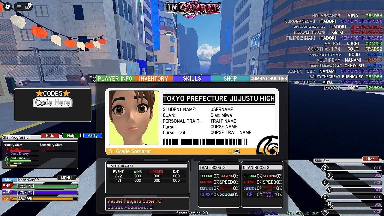 The player information card (Image via Roblox)