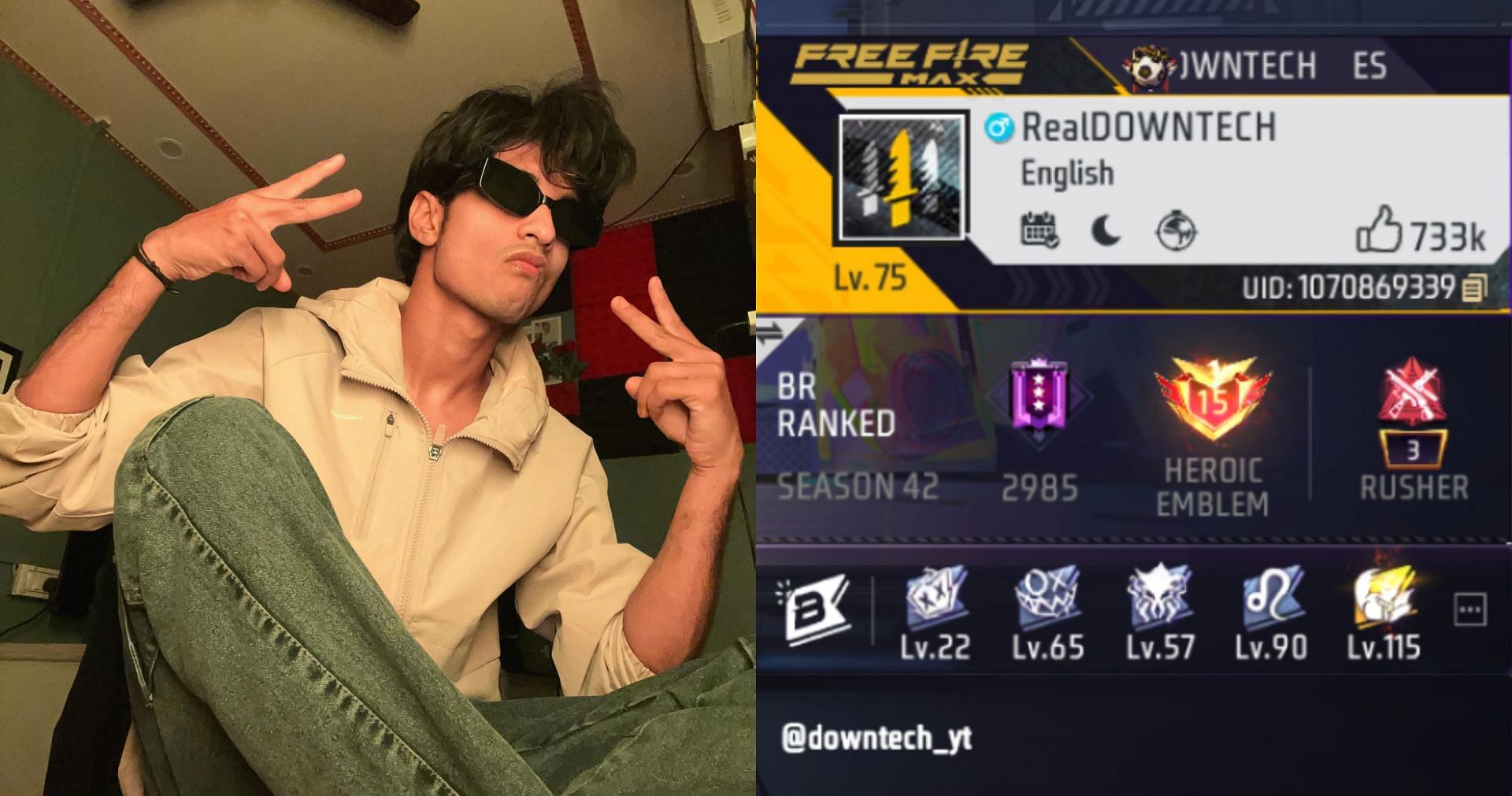 Free Fire MAX (Image via Downtech Gamer Instagram &amp; Garena/Screenshot)