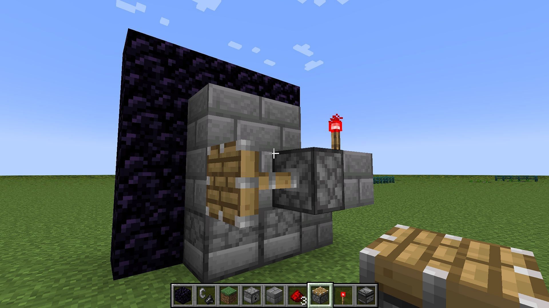 Place the piston on the block (Image via Mojang Studios)