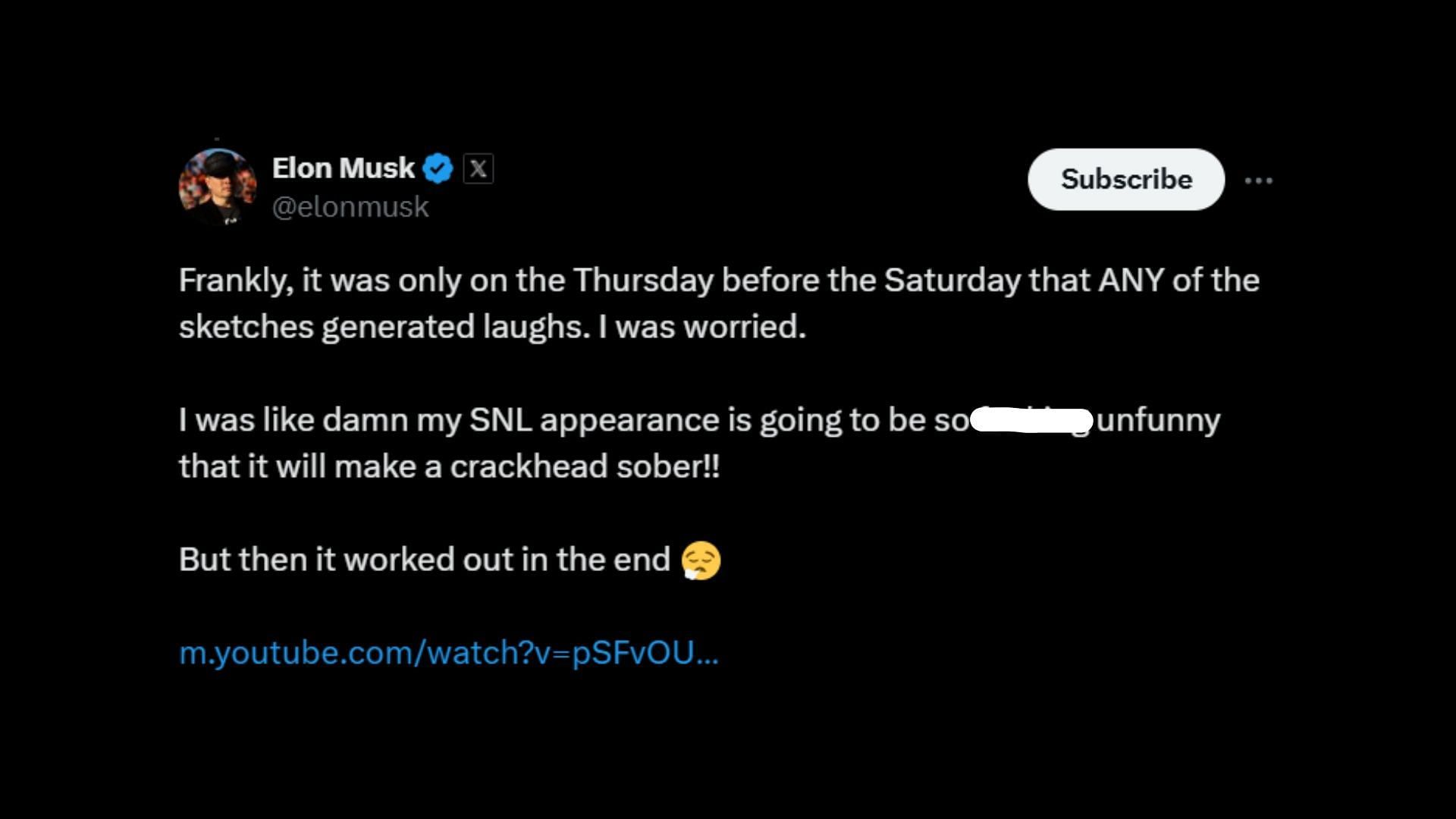 Musk&#039;s reply (Image via X/chrissgardner)