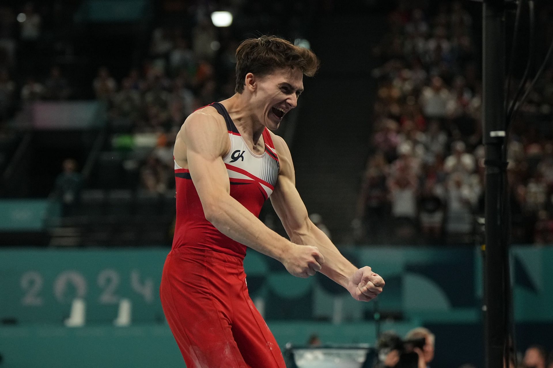 Nedoroscik celebration after his pommel horse routine on the eight day of the 2024 Paris Olympics (Image via Getty Images)