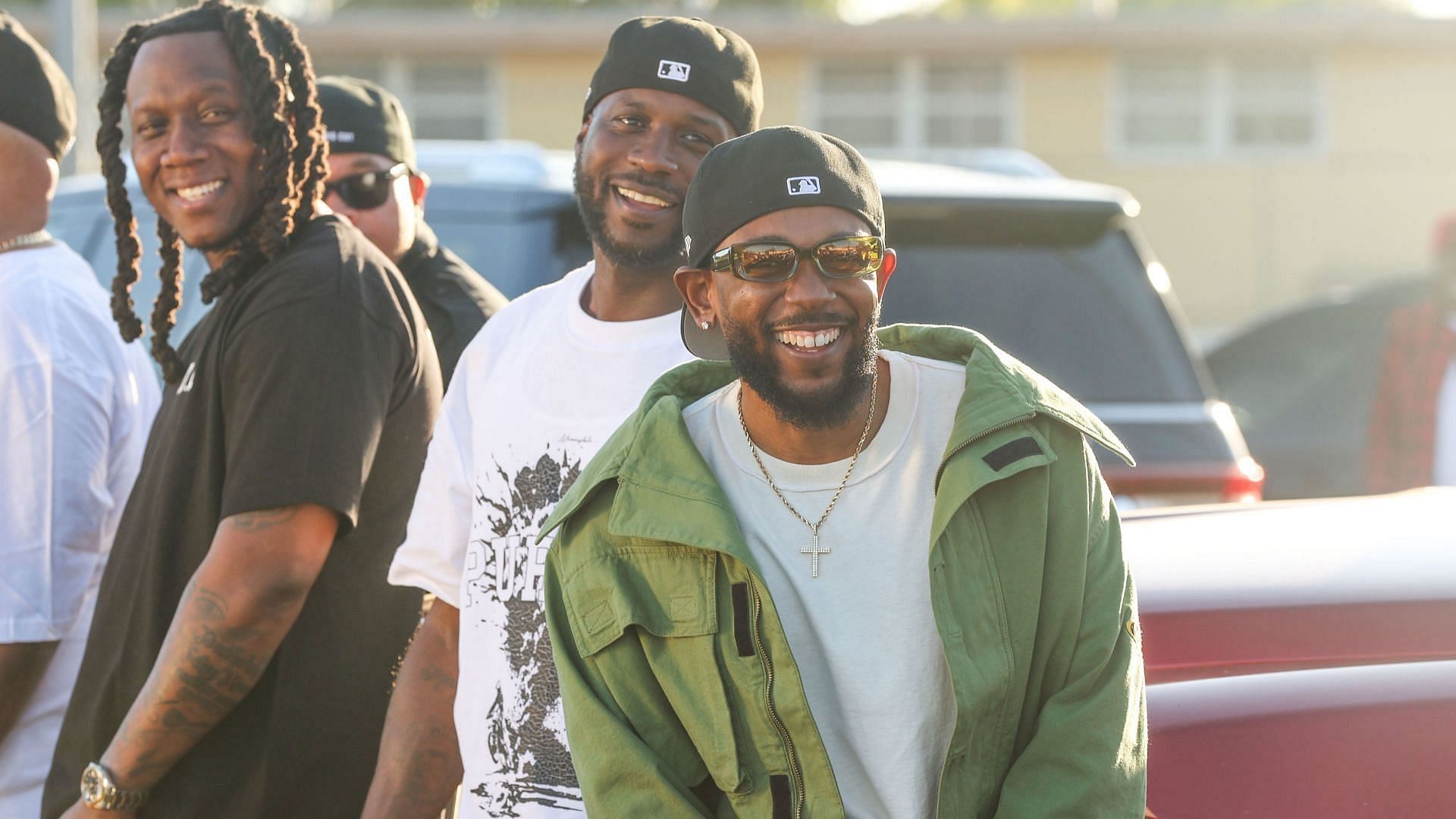 Kendrick Lamar and Jay Rock shooting the the music video for "Not Like Us" on Saturday, June 22, 2024 in Watts, CA. (Image via Getty/Michael Blackshire)