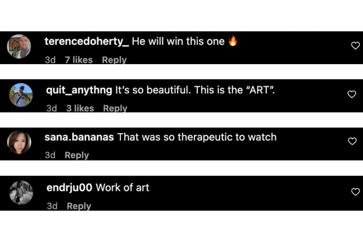 Screenshot of fans&#039; comments