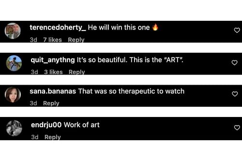 Screenshot of fans' comments