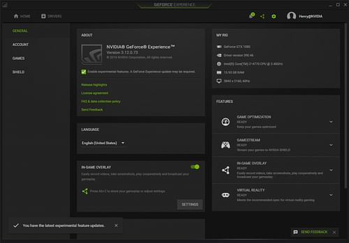 The Geforce Experience software has been the software for Nvidia's GPUs for quite some time (Image via Nvidia)