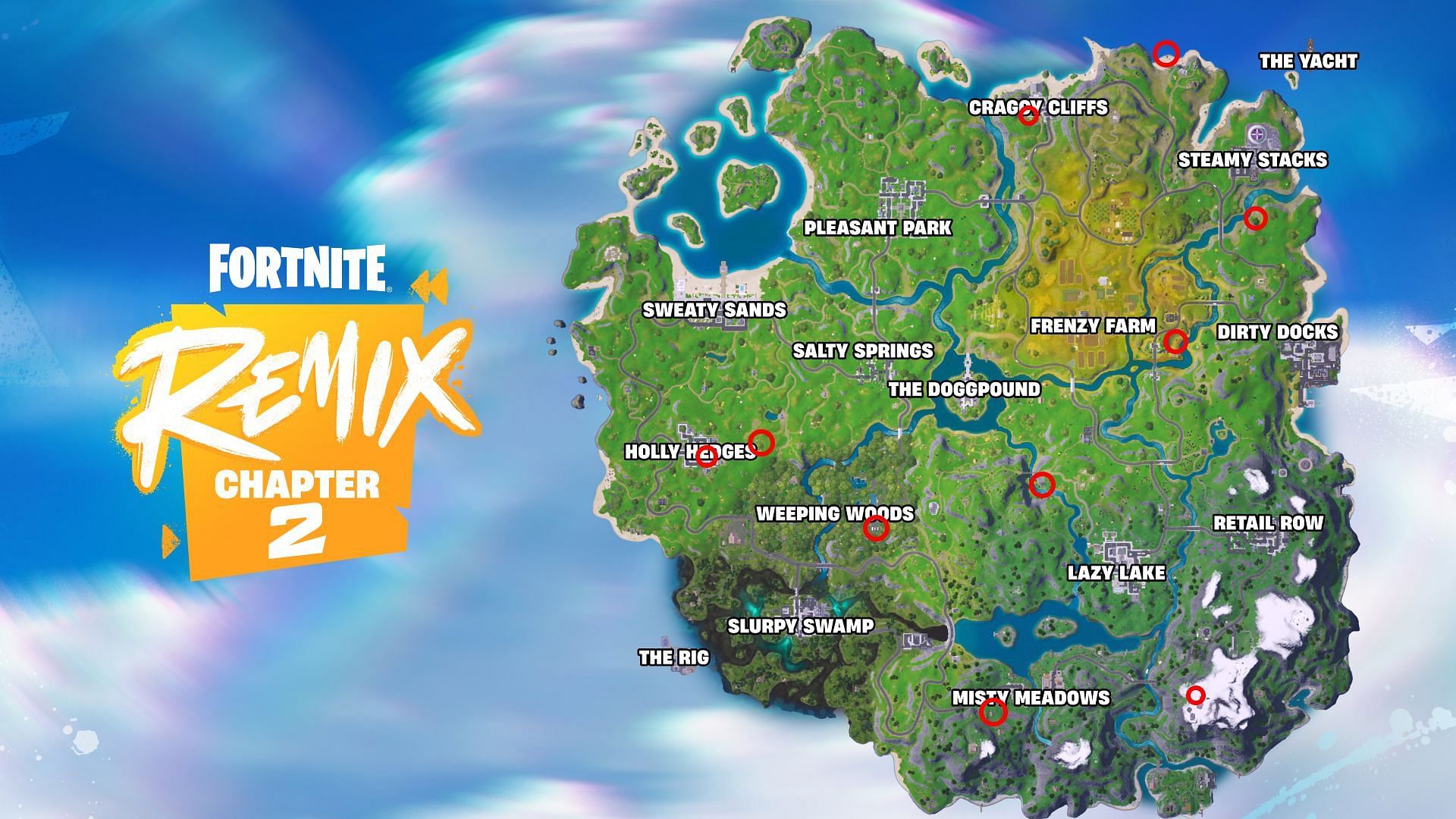 All Fortnite Chapter 2 Remix Hidden Gnome locations (Image via Epic Games)