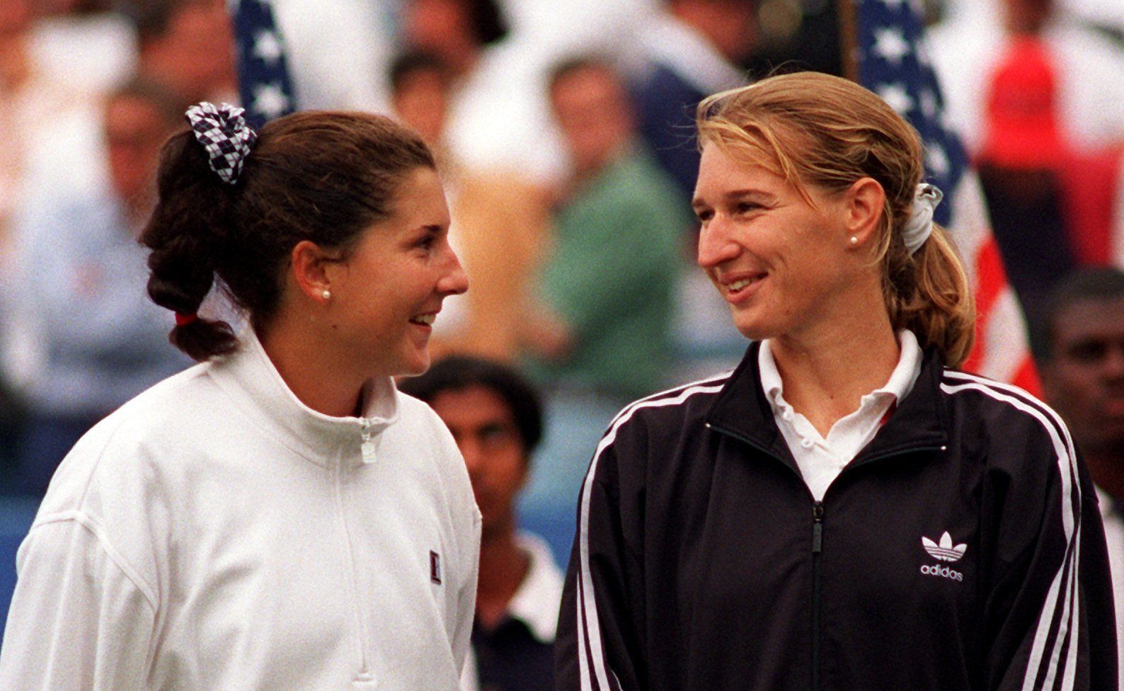 Steffi Graf and Monica Seles at the 1995 US Open (Image Source: Getty)