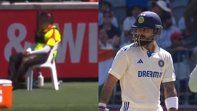 [Watch] Virat Kohli's six off Mitchell Starc hits steward on the head by the boundary rope during 1st BGT 2024-25 Test