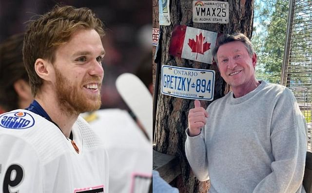 Oilers current captain Connor McDavid and former star Wayne Gretzky congratulated Jeff Lang (Credit: IMAGN)