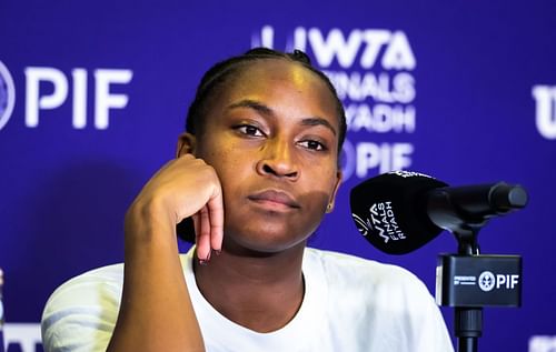 Coco Gauff at a press conferece ahead of the WTA Finals (Image Source: Getty)