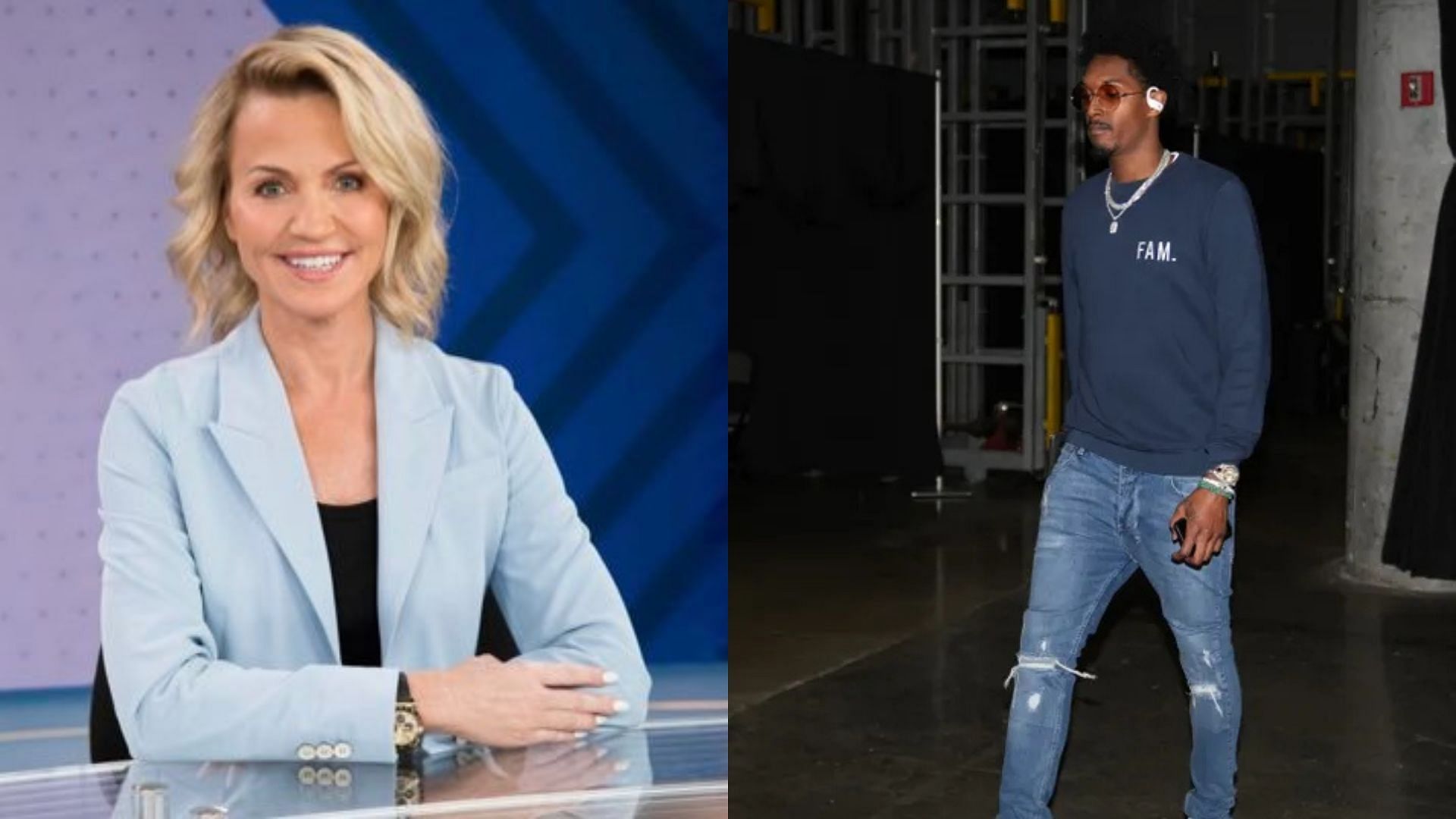 NBA analyst Michelle Beadle alongside former NBA player Lou Williams. Photo Credit: Imagn, Michelle Beadle X account