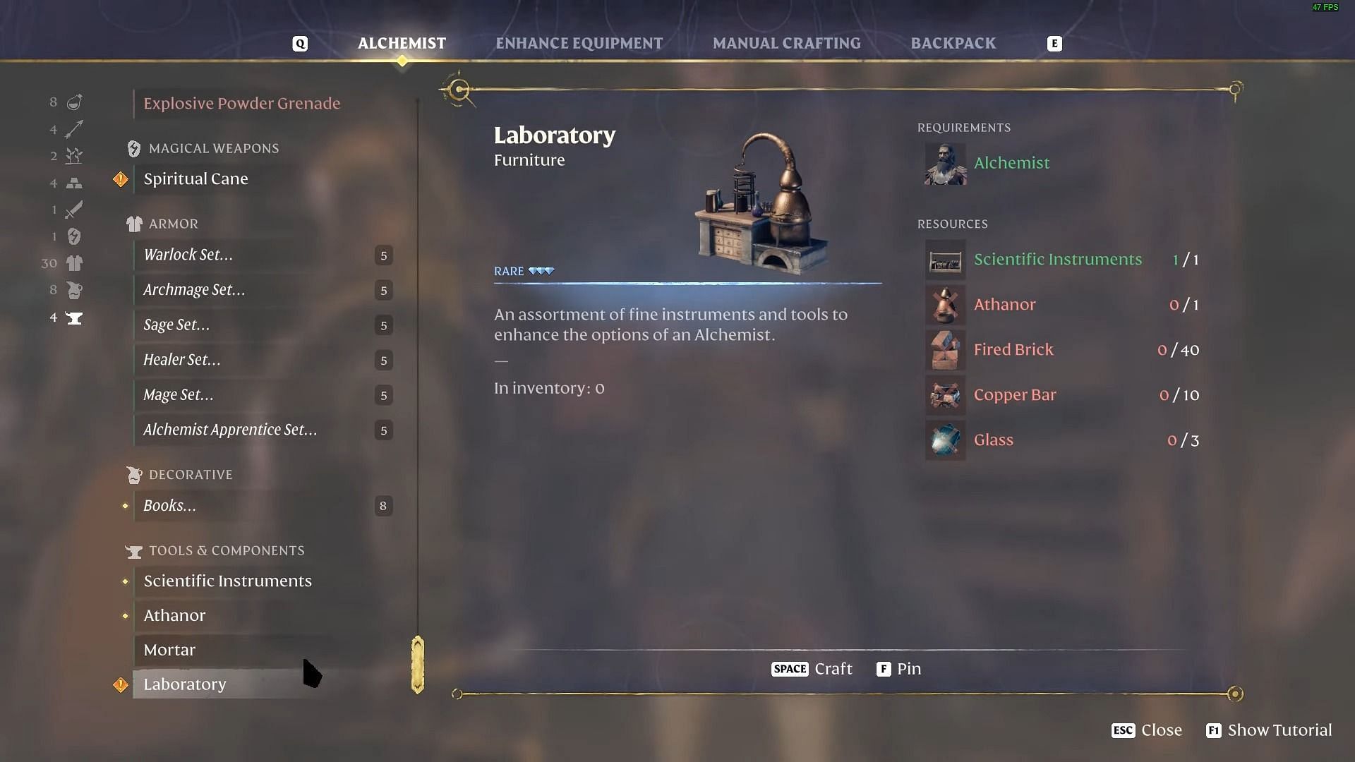 Get the Alchemy Laboratory to craft the material (Image via Keen Games)