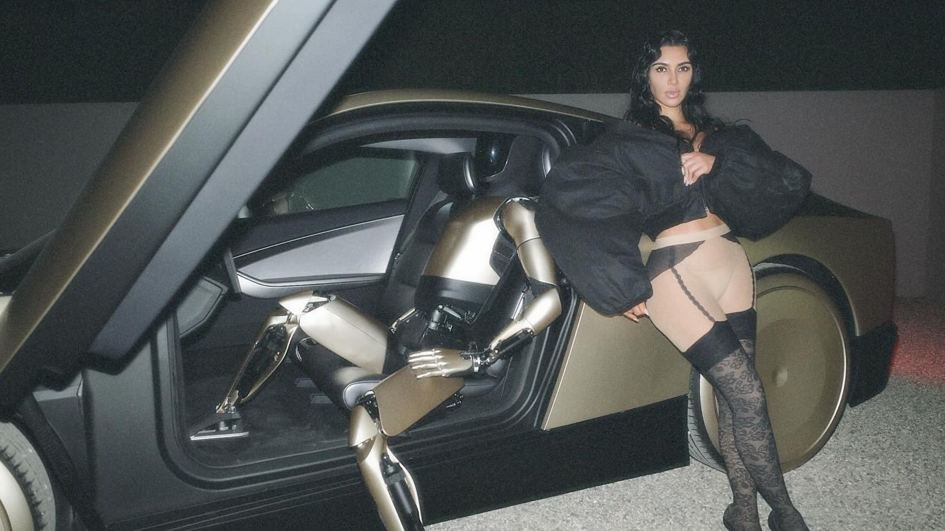 Kim Kardashian did a photoshoot with a Tesla robot (Image via Instagram/@kimkardashian)