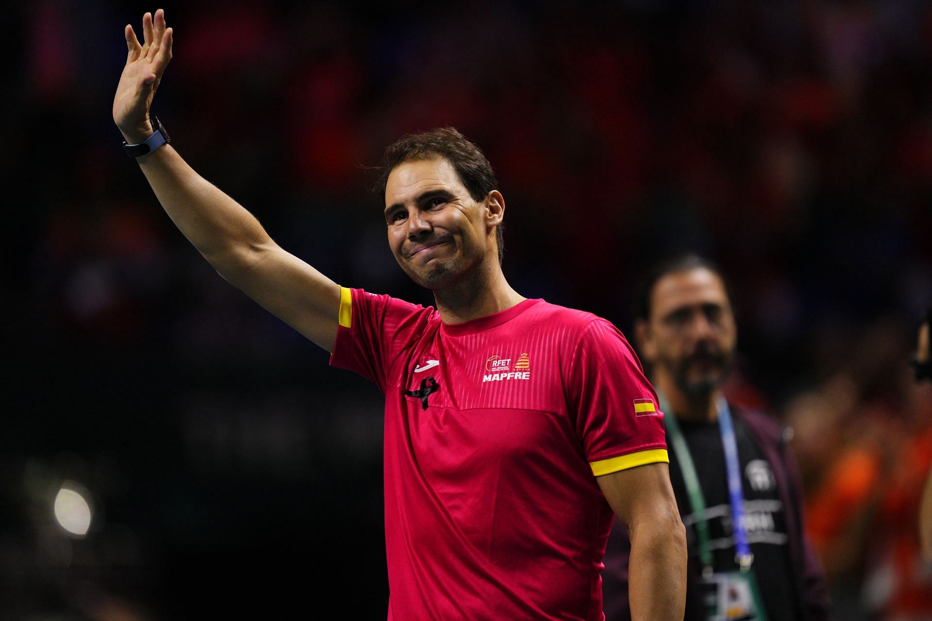 The Spaniard waves to his fans in Malaga