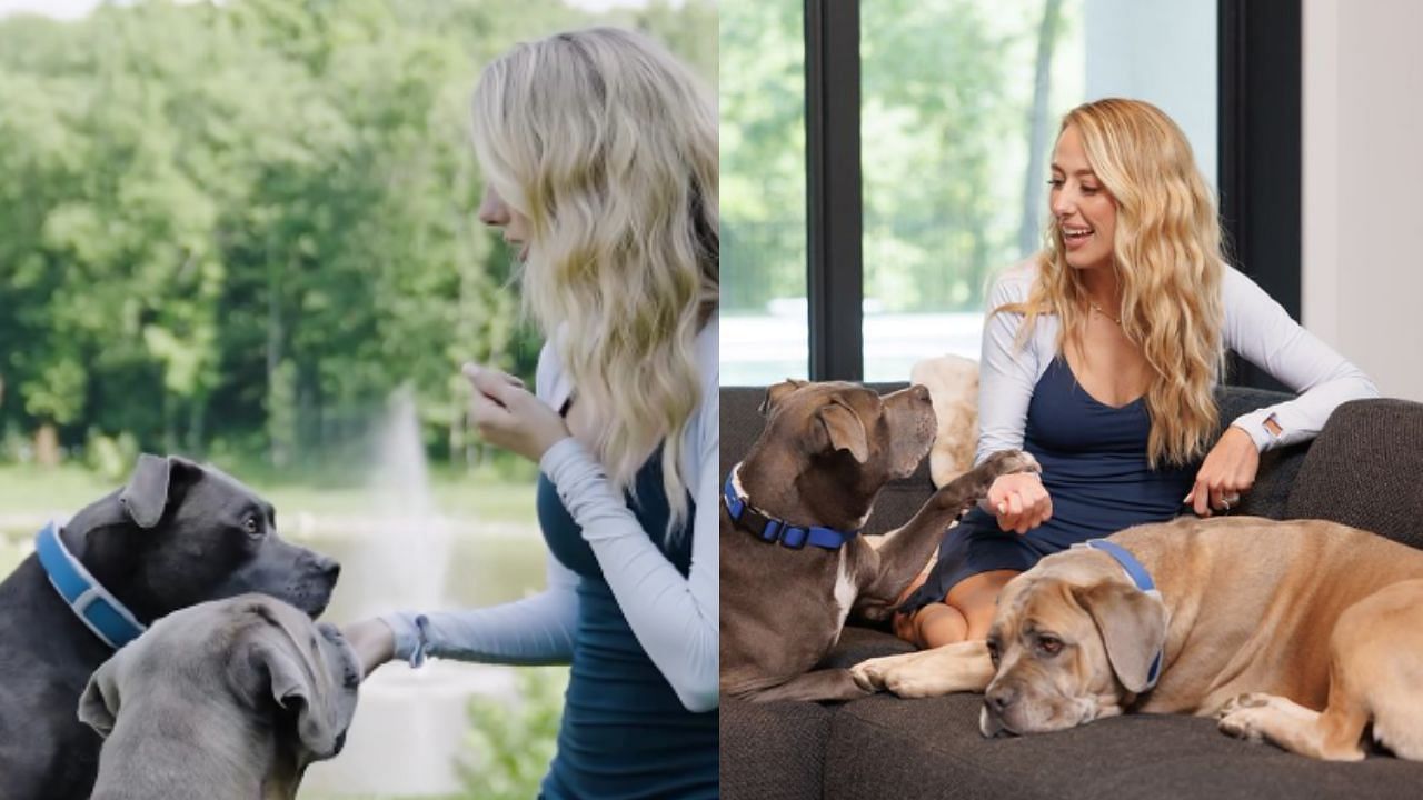 Brittany Mahomes with her dogs, Steel and Silver. (Source: Instagram: Brittany Lynne)