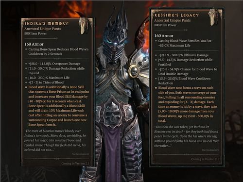 The potential stats for both new Uniques in Season 7 (Image via Blizzard Entertainment)