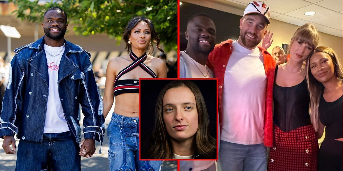 Frances Tiafoe and girlfriend Ayan Broomfield meet Taylor Swift and Travis Kelce (R), Iga Swiatek (inset) | Getty (L and inset) Instagram @ayan.broomfield (R)