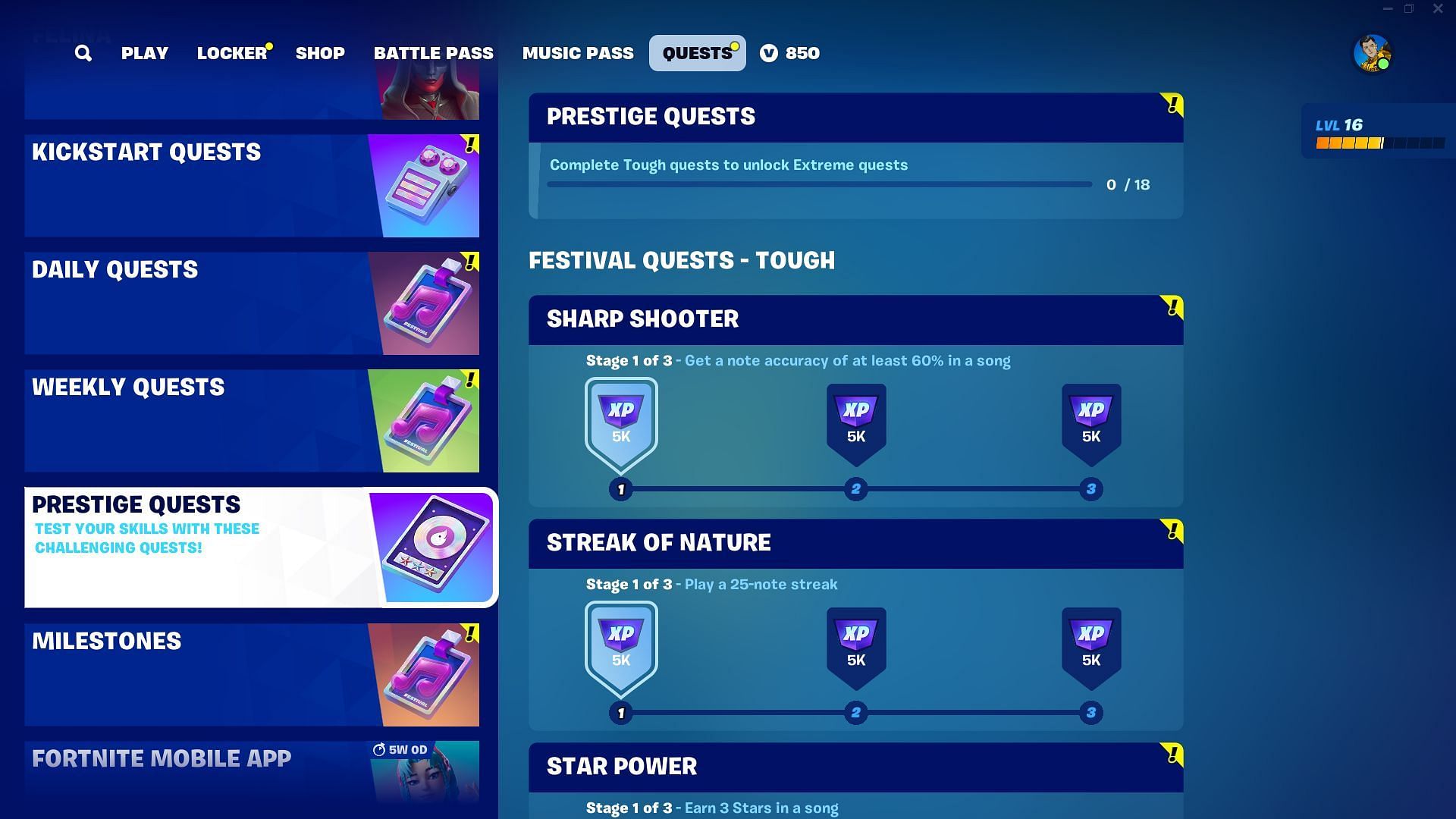 Prestige Quests are challenging, but worth the grind (Image via Epic Games)