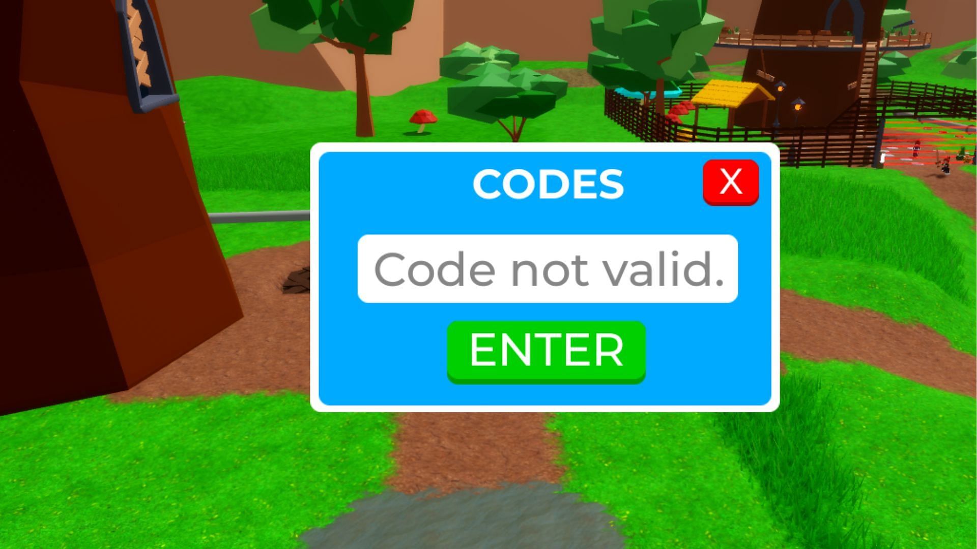 Super Treehouse Tycoon 2 invalid code issue (Image via Roblox)