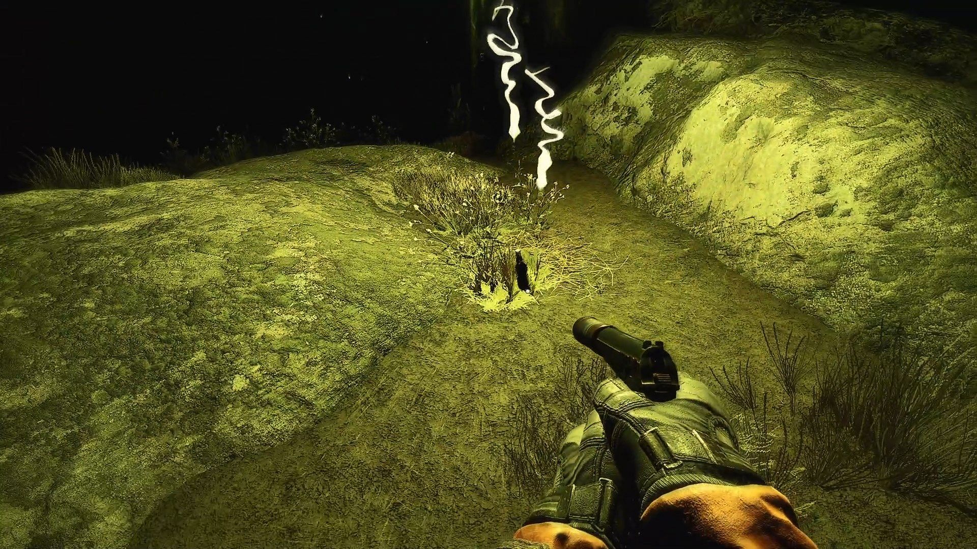 Look underneath the lights to find the Weird Water artifact (Image via GSC Game World)