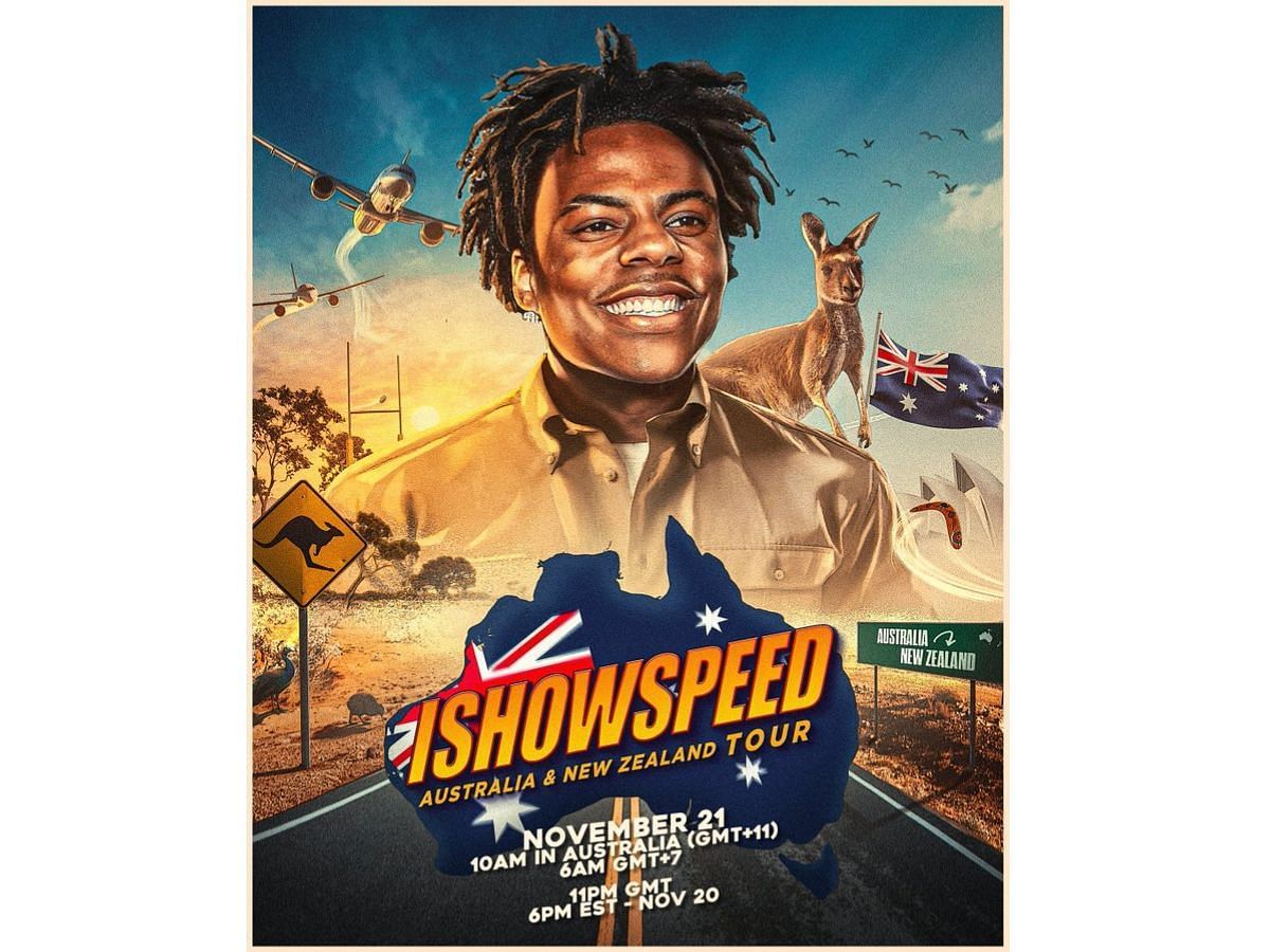 Speed is set to go to land Down Under on November 21 (Image via X/IShowSpeed)