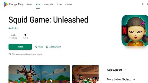 Google page to download the game on Android (Image via Google || Netflix)