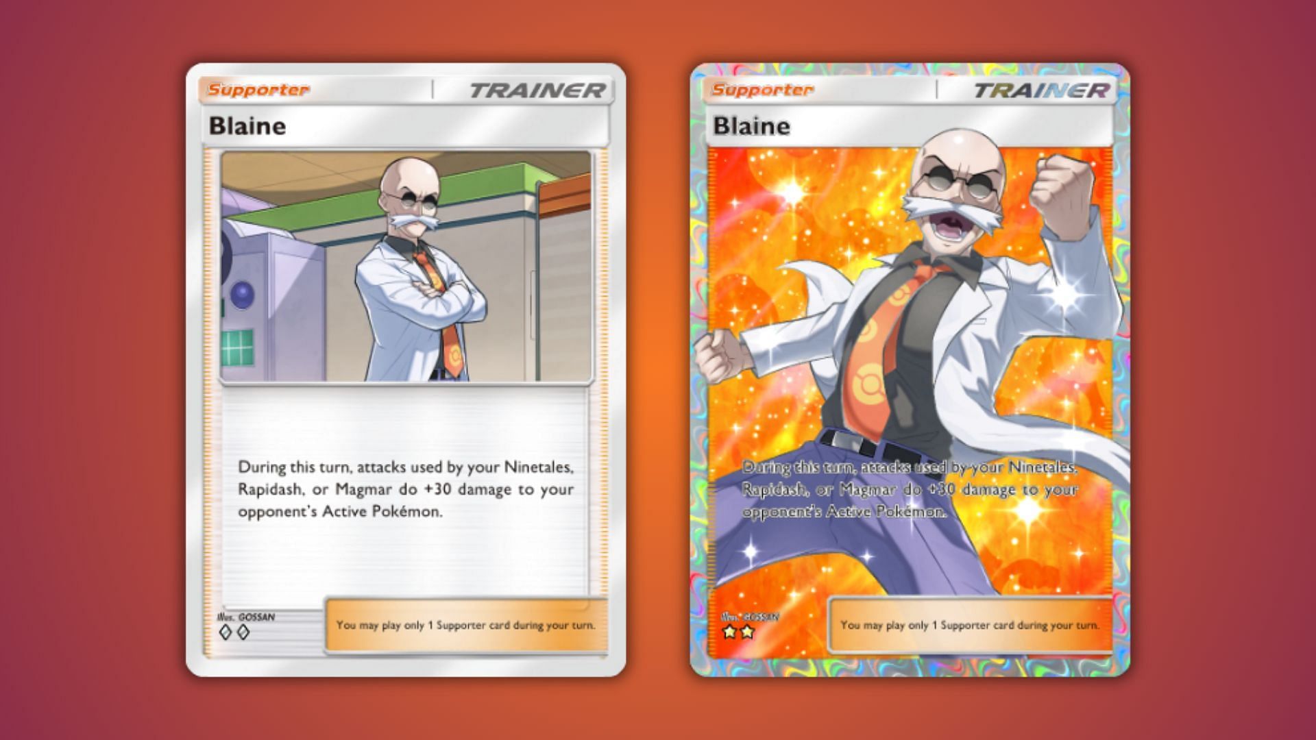 Blaine Trainer cards in Pokemon TCG Pocket (Image via The Pokemon Company)