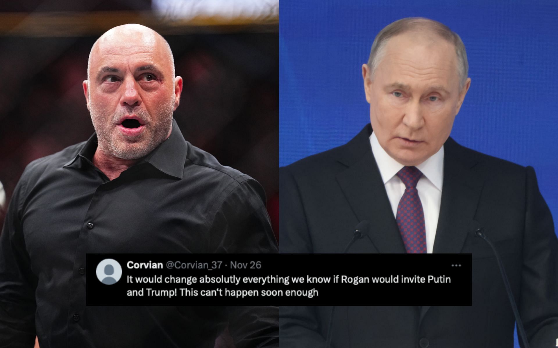 Ex-UFC star on Vladimir Putin (right) potentially going on Joe Rogan