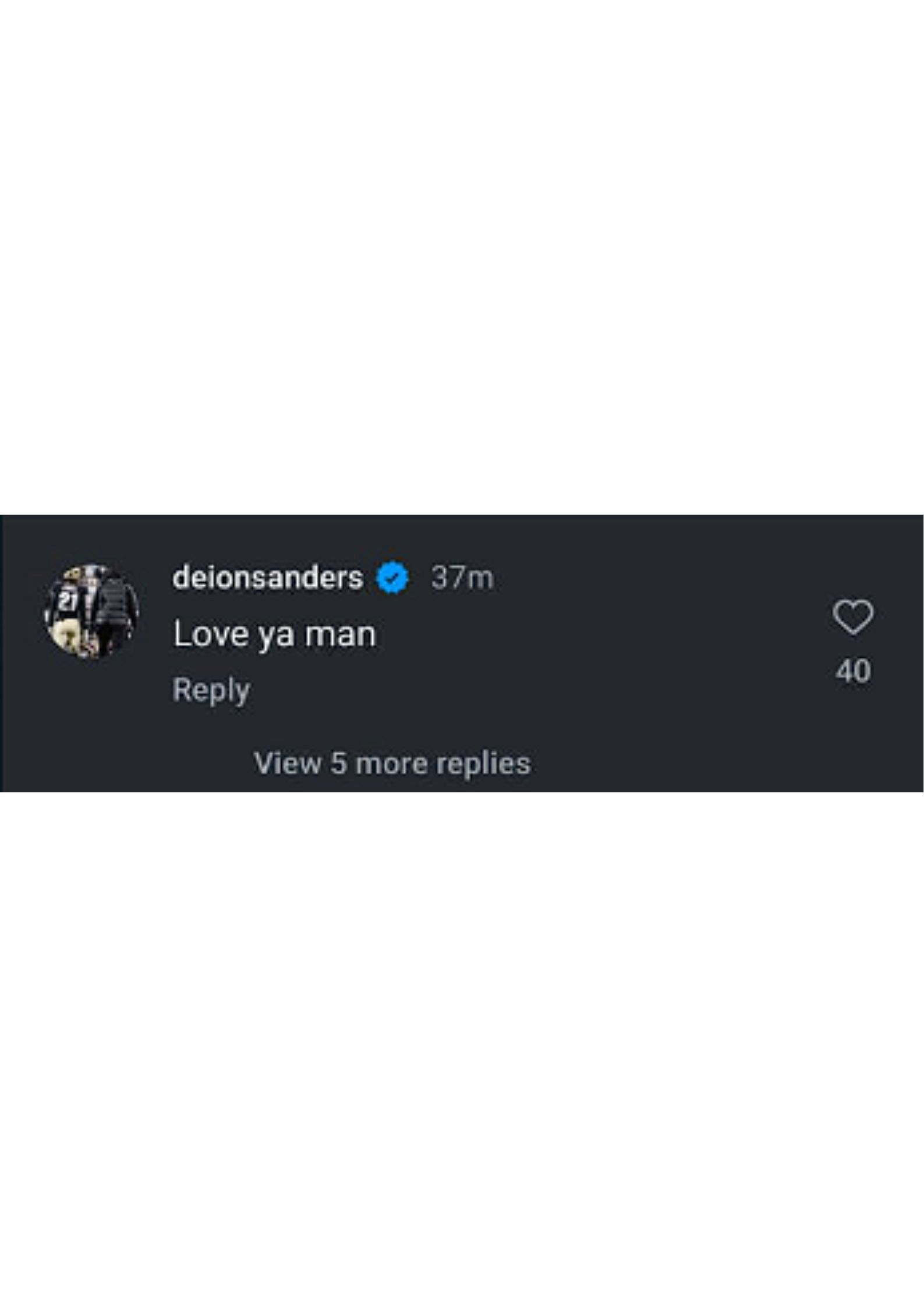 Deion Sanders&#039; reply (via his Instagram)