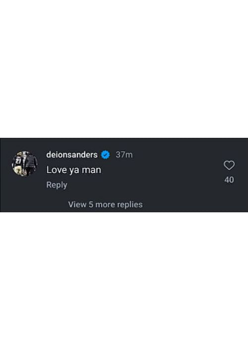 Deion Sanders' reply (via his Instagram)