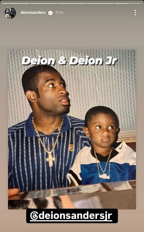 Coach Prime shared a throwback picture with son Deion Sanders Jr. on IG Stories (Credits: IG / Deion Sanders)