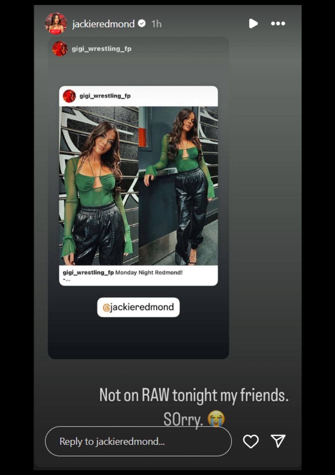 Jackie Redmond confirms status for RAW [Image via Jackie Redmond&#039;s Instagram]
