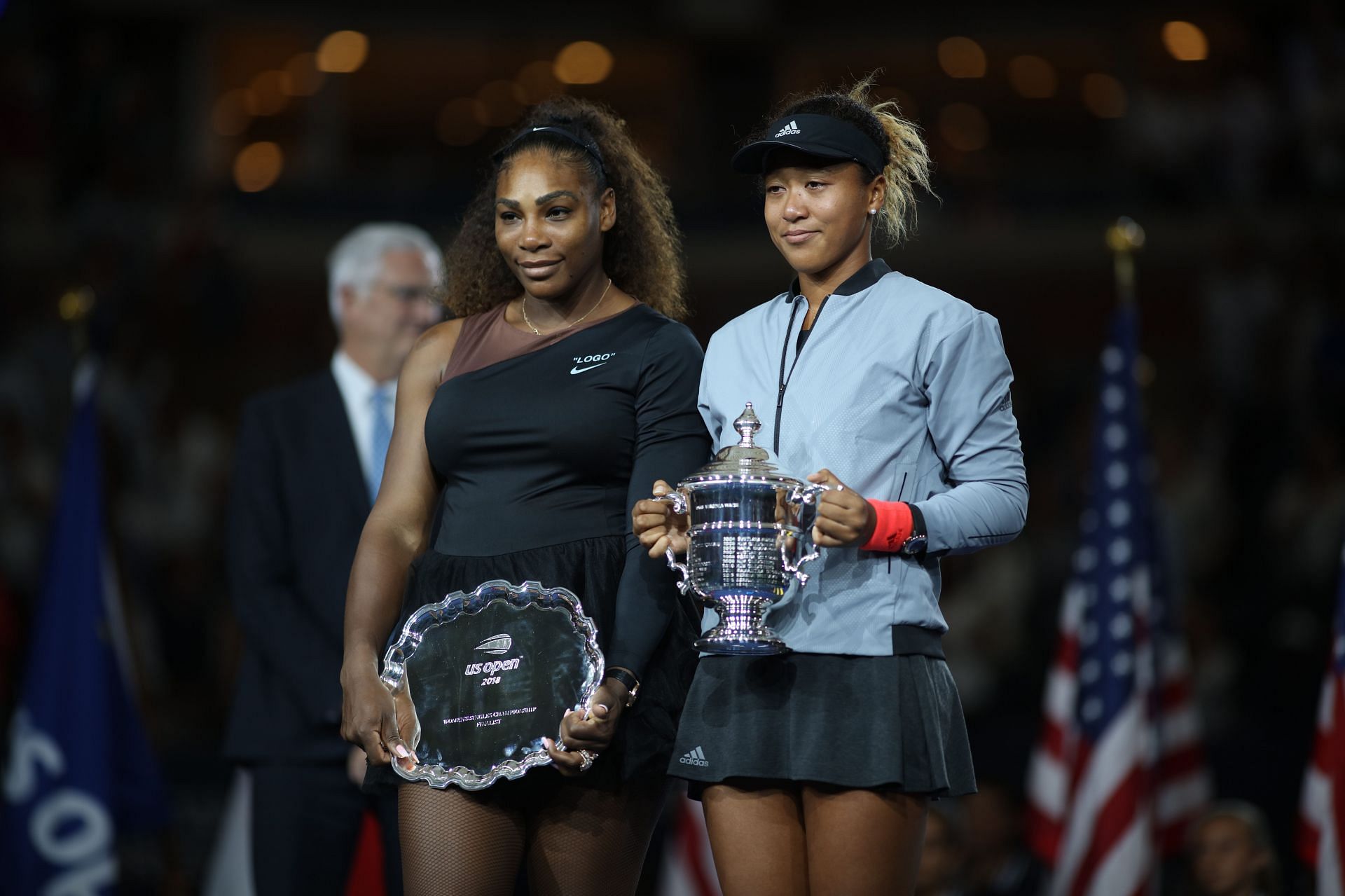 Serena Williams (left) and Naomi Osaka at the 2018 US Open