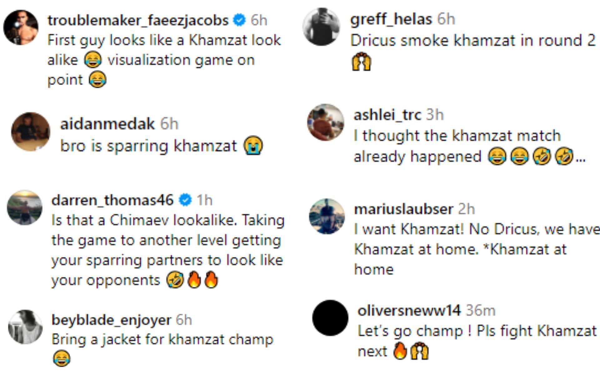 Fan reactions regarding du Plessis&#039; sparring photos [Image courtesy: @dricusduplessis on Instagram]