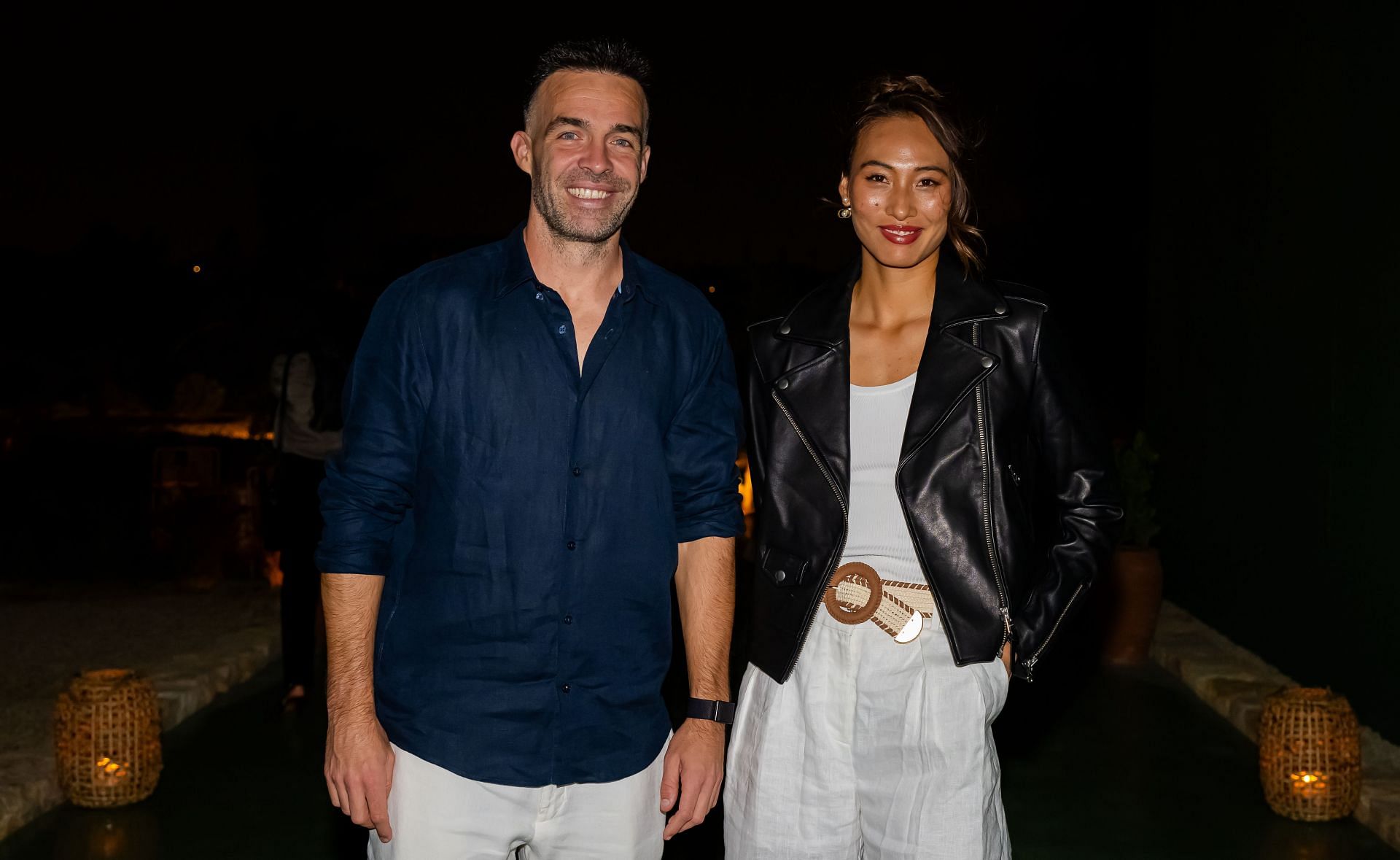 Pere Riba (Coach) and Zheng Qinwen at the team dinner party at the 2024 WTA Finals (Source: Getty)