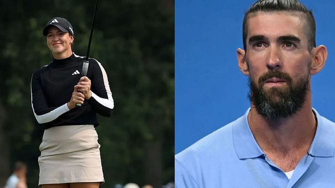 Michael Phelps reacts to golfer Dana Fall's hilarious solution to problem while preparing for Thanksgiving