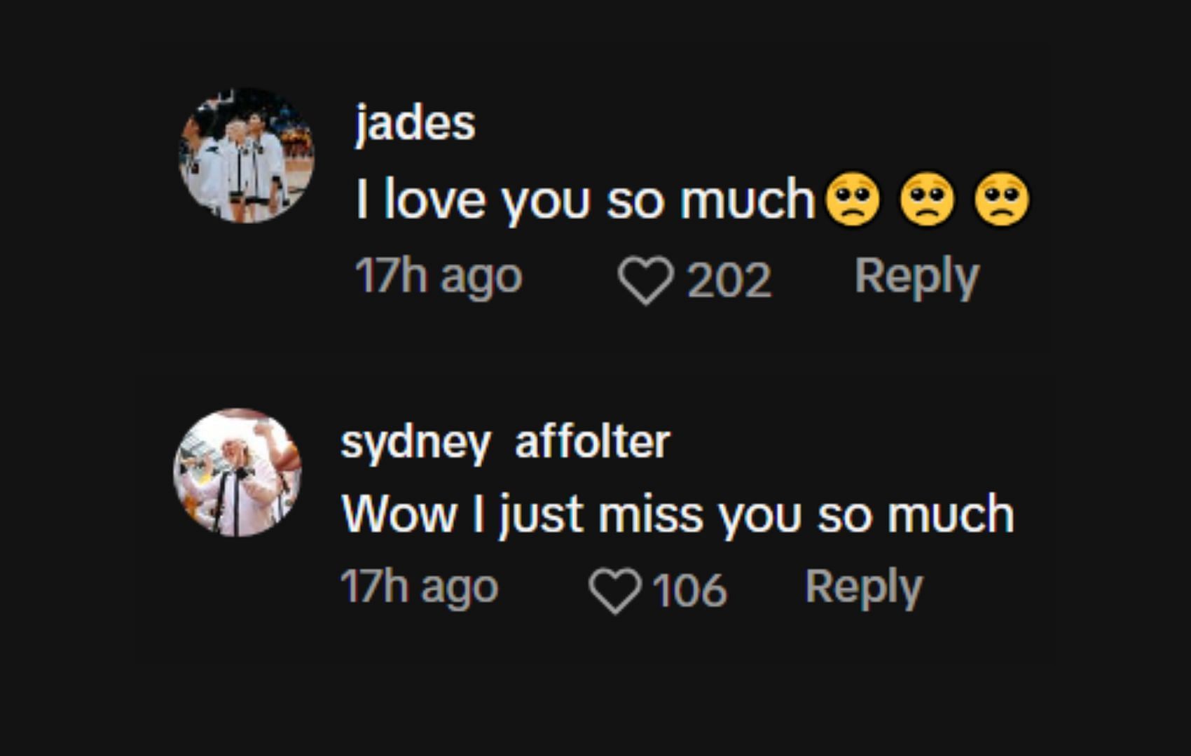 Gyamfi and Affolter&#039;s comments on Gabbie Marshall&#039;s TikTok on Nov. 11