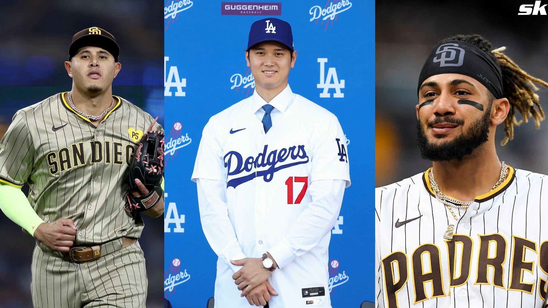 The Los Angeles Dodgers introduce Shohei Ohtani as the newest member of the team during a press conference at Dodger Stadium in 2023 (Source: Getty)