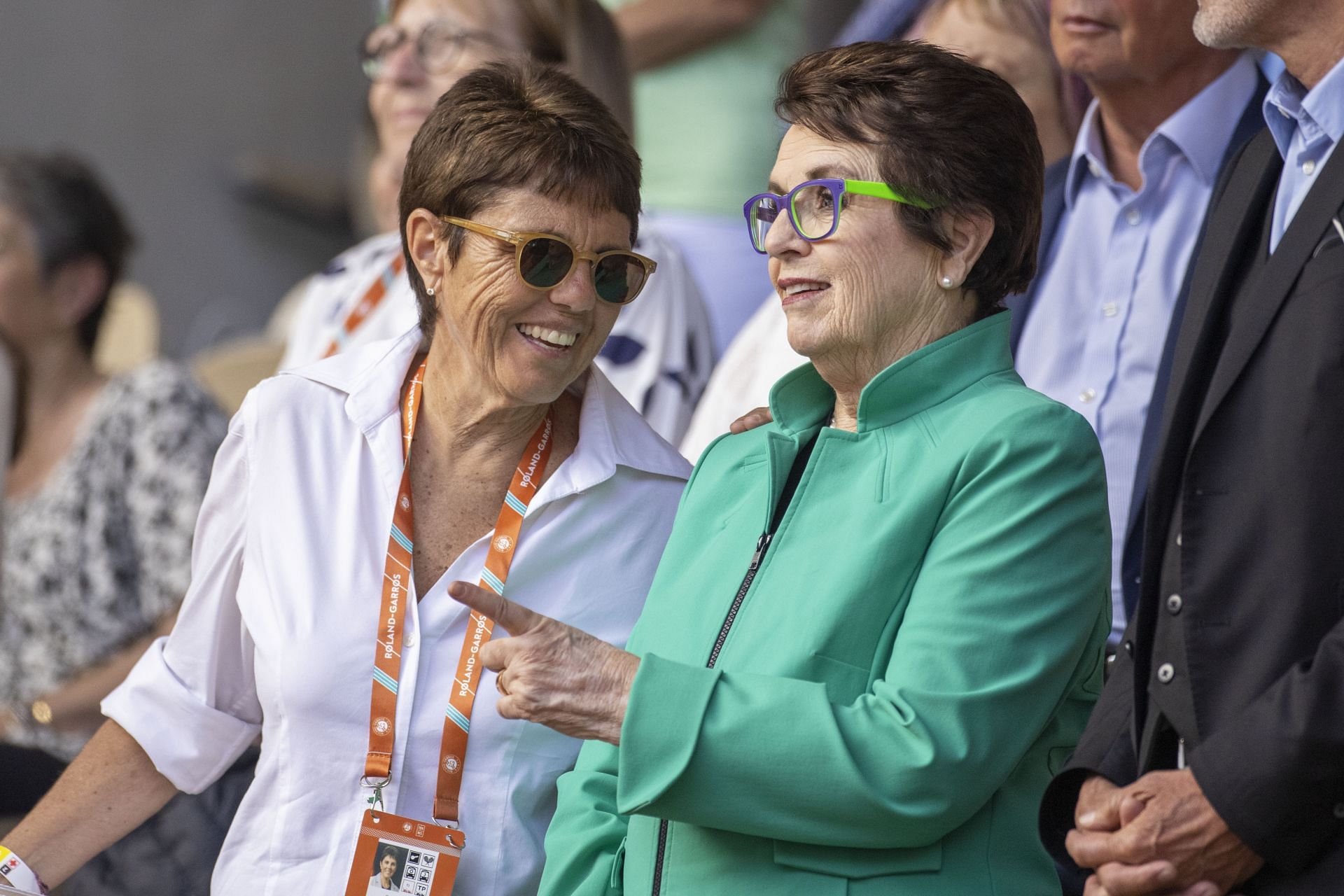 Billie Jean King pictured with her wife Ilana Kloss at the 2022 French Open | Image Source: Getty