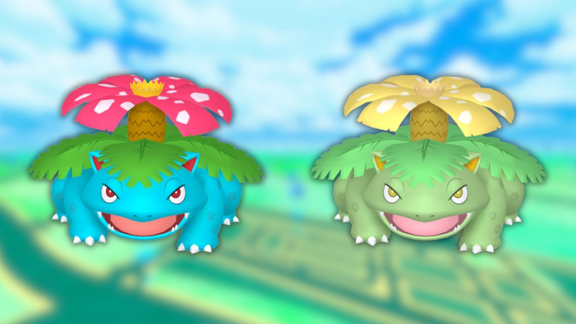 Venusaur and its shiny variant (Image via The Pokemon Company)