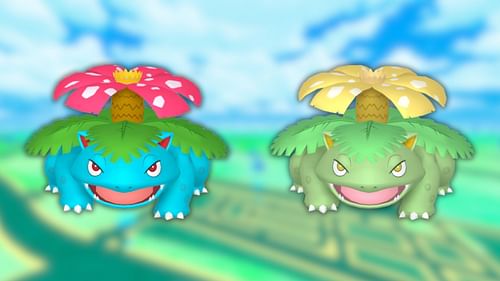 Venusaur and its shiny variant (Image via The Pokemon Company)