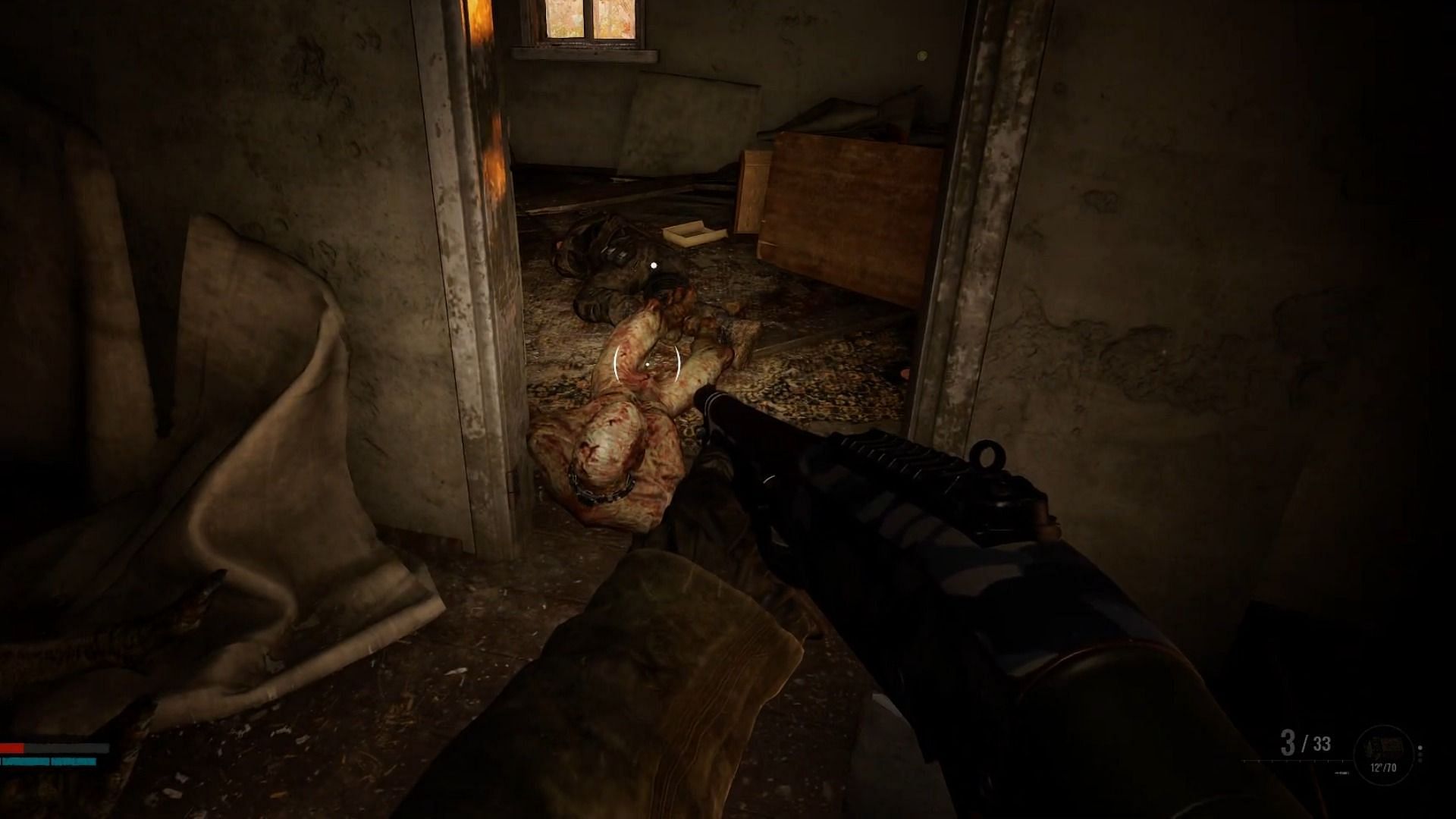 Using a shotgun is preferrable when dealing with the Bloodsucker in Stalker 2 (Image via GSC Game World || YouTube/@GamingTornedo)