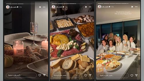 Alix Earle shares sneak peek into early-Thanksgiving dinner (Image Source: Earle/Instagram)