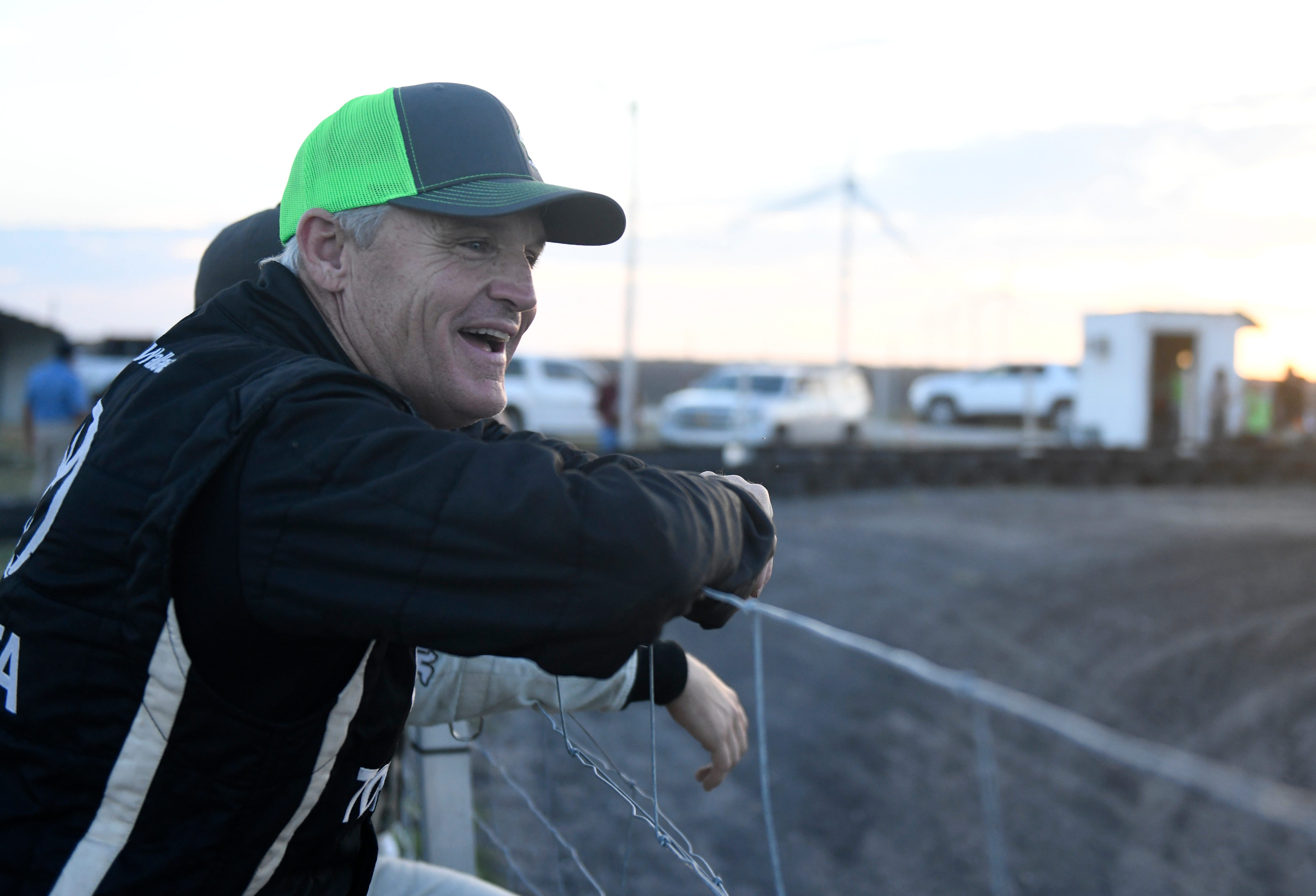 Former NASCAR driver Kenny Wallace watches the kids&#039; go-cart race in Bishop. - Source: Imagn