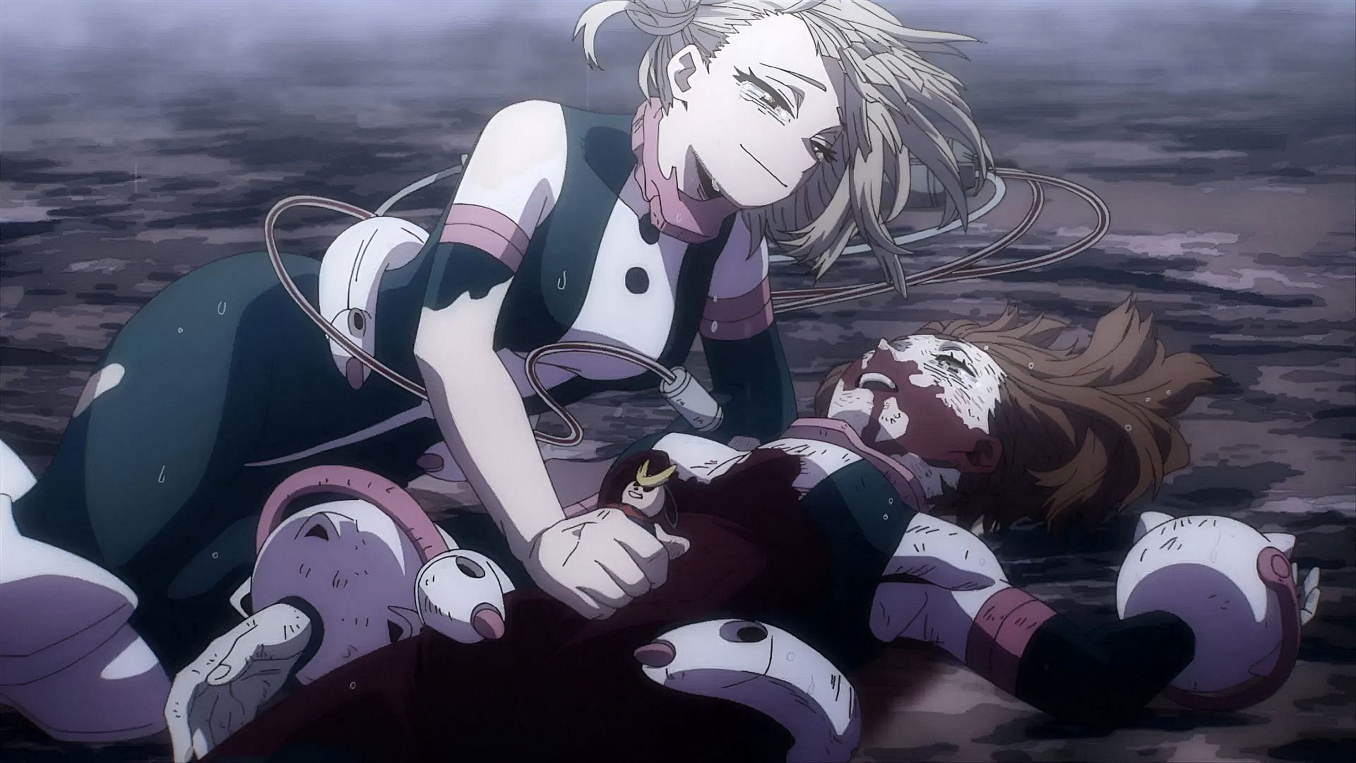 Toga sacrificing herself for Ochaco (Image via Bones)